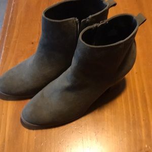 Women olive faux suede booties